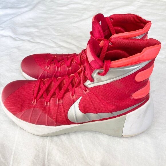 Nike Hyperdunk 2015 Red Silver Metallic Basketball Shoes Men's Size 10 - Picture 3 of 6